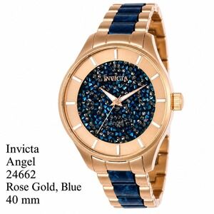 NEW Invicta Angel Women's Watch - 40mm, Rose Gold, Blue (24662) #1110